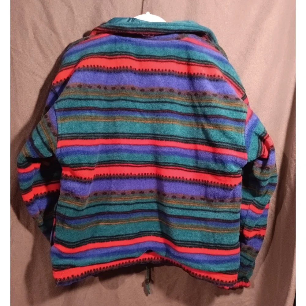 VTG CB Sports Medium Reversible Southwest Stripe Teal Windbreaker Pullover Ski